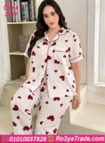 بيجامة حريمي صيفي بيج سايز قلوب