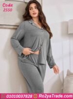 بيجامة حريمي شتوي بيج سايز بأزرار
