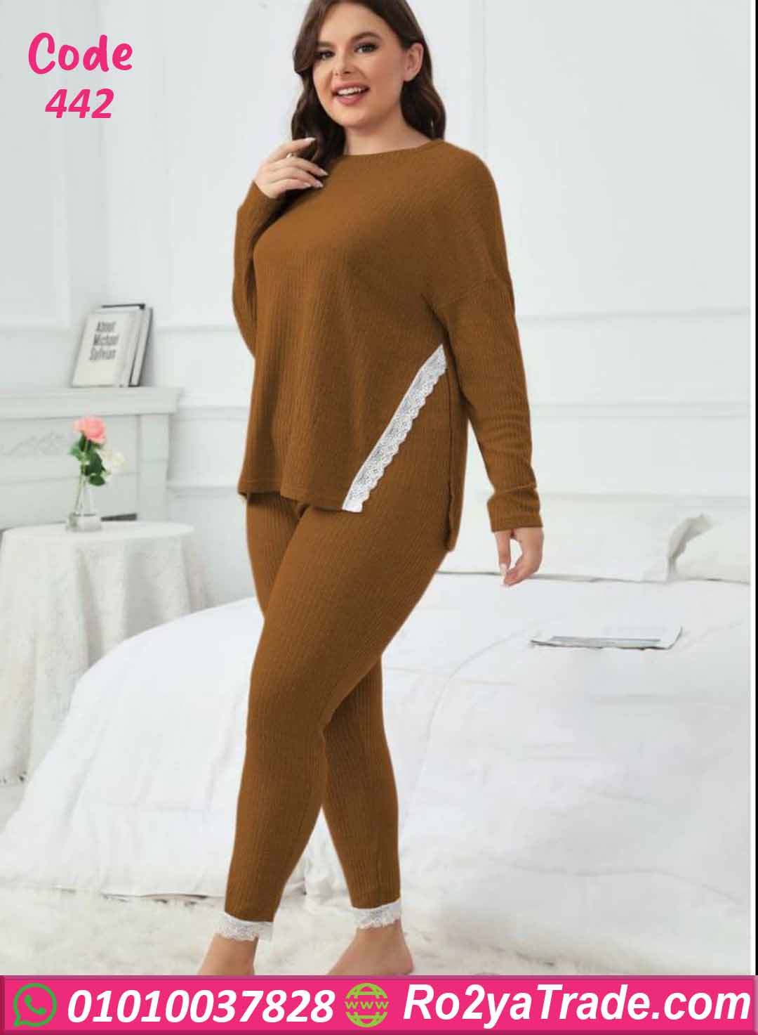 بيجامة حريمي شتوي بيج سايز كود 442