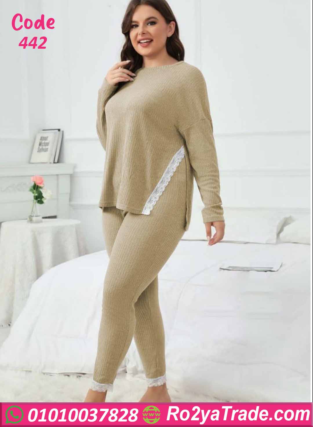 بيجامة حريمي شتوي بيج سايز كود 442