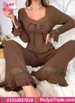 بيجامة صيفي حريمي قطعتين دانتيل