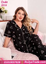 بيجامة نسائية صيفية بيج سايز بأزرار أمامية