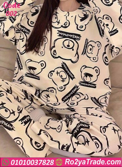 بيجامة نسائية صيفية بطبعة الدب الكيوت