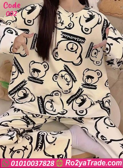 بيجامة نسائية صيفية بطبعة الدب الكيوت