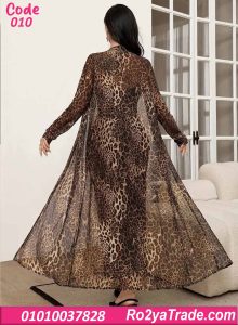 طقم لانجري طويل ليوبارد مع روب شفاف كود 010