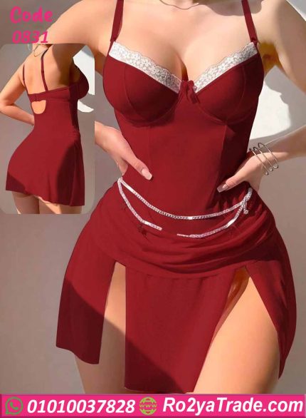 لانجري قصير أنيق كود 0831 – تصميم جريء بفتحات جانبية