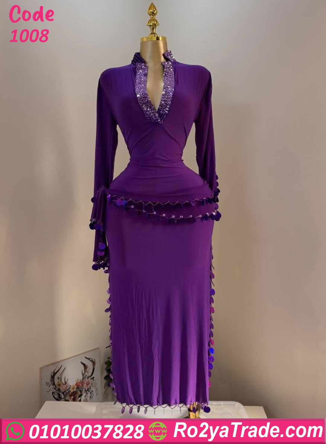 بدلة رقص شرقي وان سايز طويلة