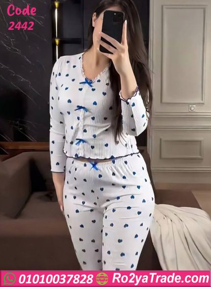 بيجامة حريمي صيفي قطن كود 2442