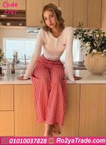بيجامة حريمي صيفي كاروه ناعم وان سايز