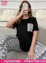 بيجامة حريمي صيفي قطن كود 3003