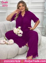 بيجامة حريمي بيج سايز دانتيل صيفي كود 3073