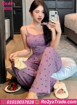 بيجامة نسائية صيفي بطبعة كرز وان سايز