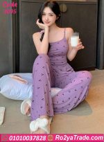 بيجامة نسائية صيفي بطبعة كرز وان سايز