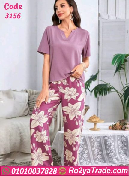 بيجامة حريمي صيفي قطن كود 3156