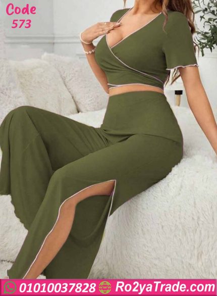 بيجامة وترنج حريمي صيفي تصميم لف مريح كود 573