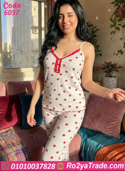بيجامة حريمي صيفي قطن كود 6057