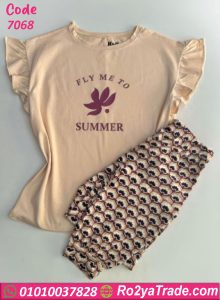 بيجامة حريمي صيفي بطبعة Summer شيك