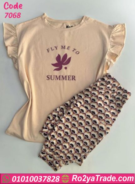 بيجامة حريمي صيفي بطبعة Summer شيك
