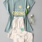 بيجامة حريمي صيفي بطبعة Spring كيوت كود 7121
