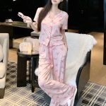 بيجامة صيفي حريمي بنقشة ريبون كود 7250