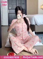 بيجامة صيفي حريمي بنقشة ريبون كود 7250