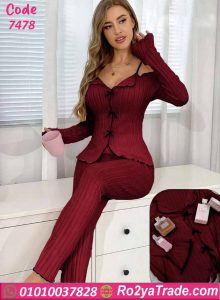 بيجامة حريمي صيفي أوف شولدر أنيقة وان سايز