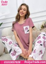 بيجامة حريمي ورد صيفي ناعم