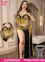 ⁦بدلة رقص شرقي بيج سايز بشراشيب ذهبية – كود 0430⁩ - الصورة ⁦3⁩
