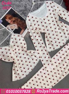 بيجامة قلوب 3 قطع كيوت – كود 1037