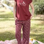 بيجامة حريمي صيفي قطعتين نبيتي مودرن