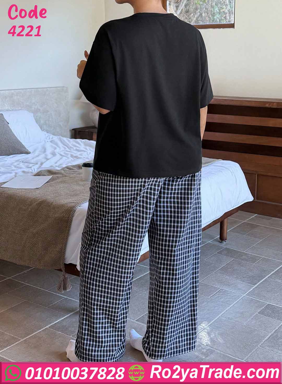 بيجامة حريمي صيفي بيج سايز قطن