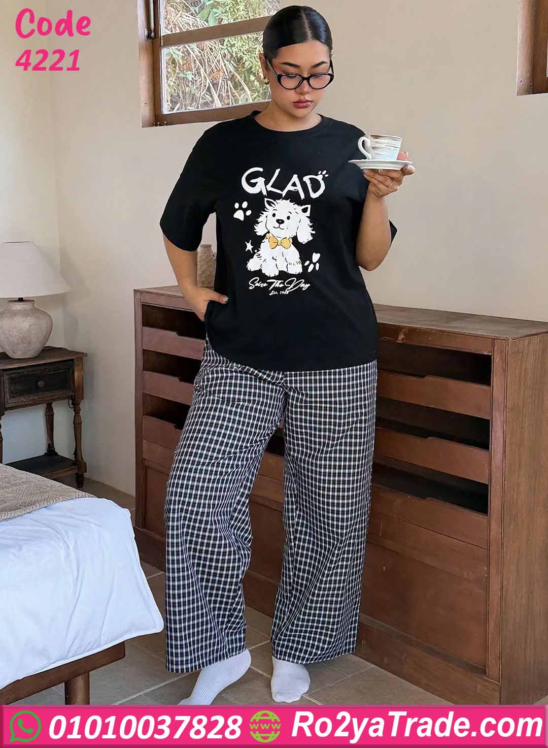 بيجامة حريمي صيفي بيج سايز قطن