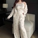 بيجامة حريمي صيفي 3 قطع بيج سايز