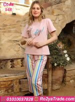 بيجامة حريمي صيفي قطعتين Happy