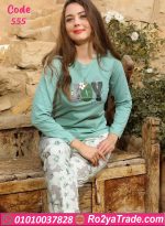 بيجامة حريمي صيفي قطعتين فلورال