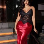 لانجري ساتان طويل بيج سايز كود 068