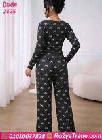 ⁦بيجامة حريمي بأكمام طويلة ونقشة فيونكات – كود 2125⁩ - الصورة ⁦2⁩