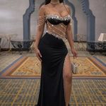 لانجري طويل سهرة ستراس