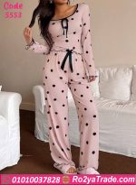 ⁦بيجامة صيفية حريمي منقطة بأكمام طويلة - كود 5553⁩ - الصورة ⁦14⁩