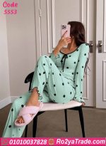 بيجامة صيفية حريمي بأكمام طويلة