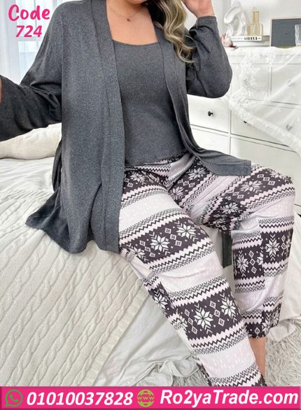 بيجامة حريمي 3 قطع صيفي